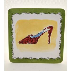 TRINKET DISH-PIER 1 IMPORTS-Appetizer-Dessert-Square-Red Shoe-6 in  x 6 in